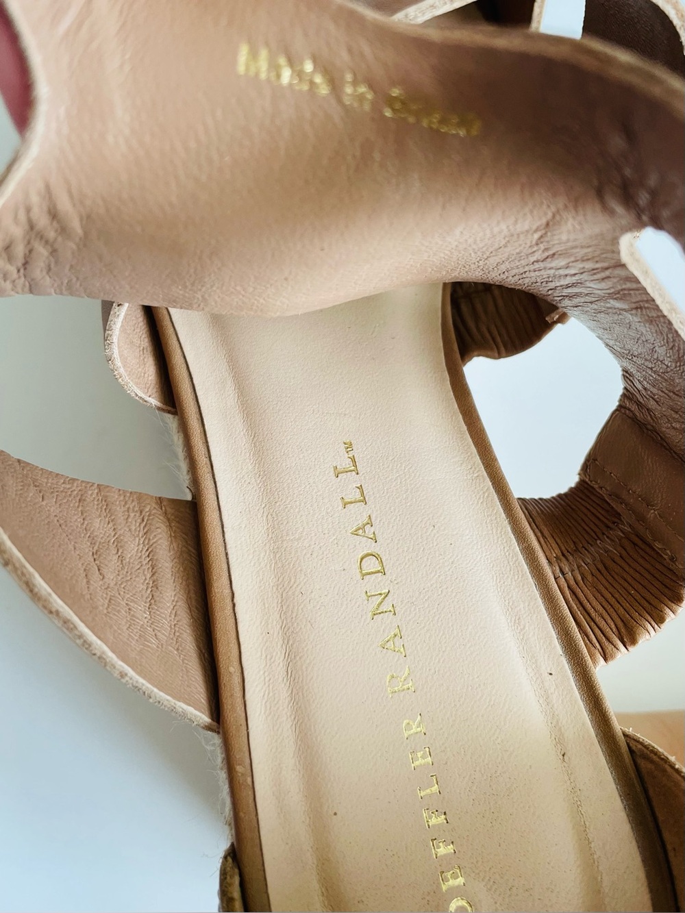 Loeffler Randall SIZE 9.5 Sasha leather strappy wedge platform sandals in beige - Picture 11 of 11